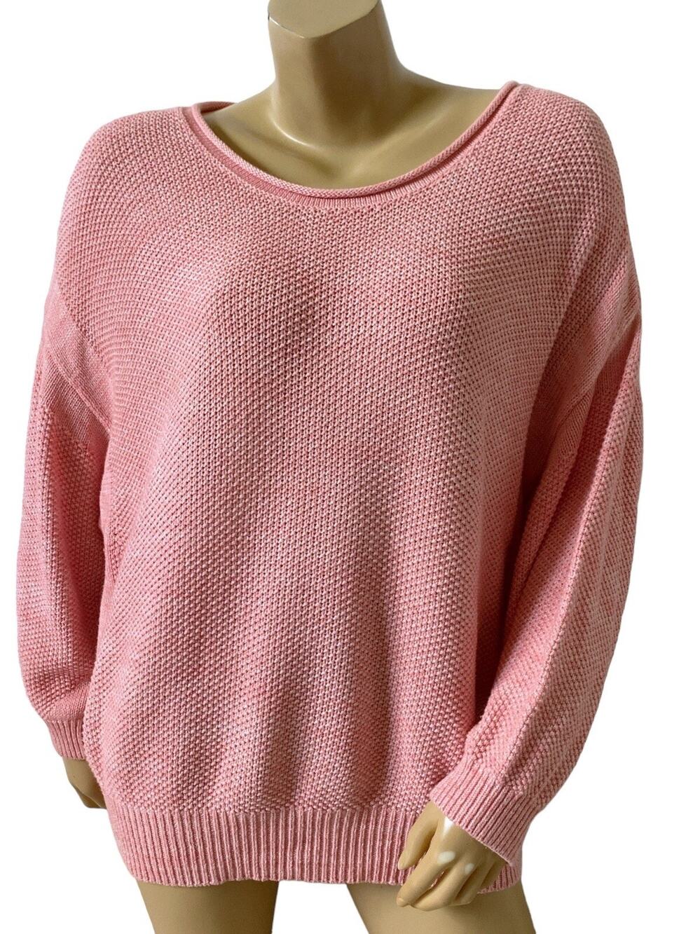 Terra & Sky Sweater Womens Plus 0X 14W Pink Pullover Scoop Neck Long Sleeve